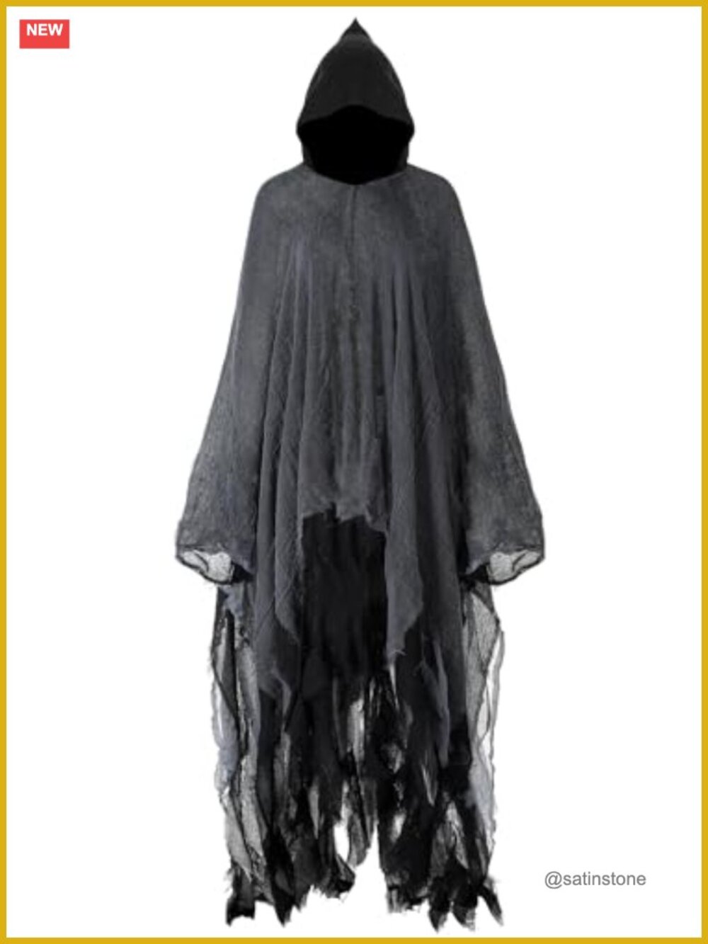 Grim Reaper Hooded Cloak Halloween Cape Cosplay Costume Linen Mesh